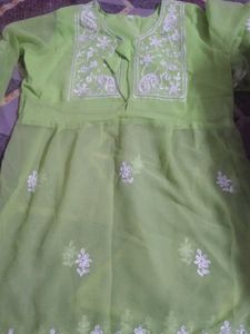 Lime Green Embroidered Kurta