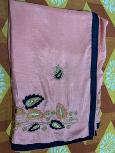 Elegant Embroidered Pink Saree