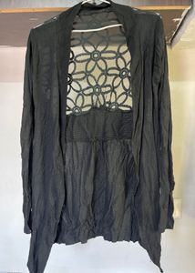 Black Floral Crochet Cardigan
