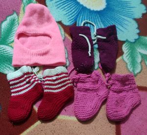 3 Woollen Socks And 1 Monkey Cap