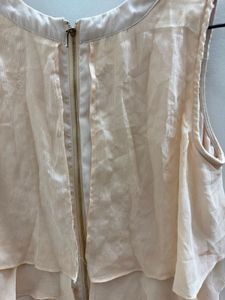 Cream Lace-Up Tiered Sleeveless Top