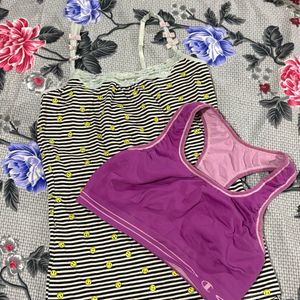 Cute Smiley Face Camisole & Sports Bra Set