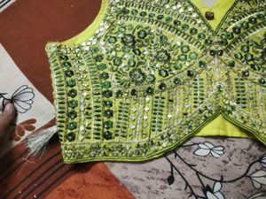 Embroidered Green Blouse and palzoo with sharg