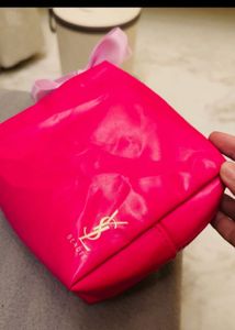 Hot Pink YSL Heart Pouch with Bow