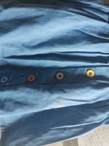 Blue Denim Skirt with Colorful Buttons