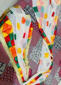 White Multicolour Dupatta with salwar