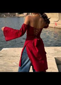 Stunning Red Sequin Kurta Top
