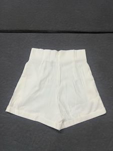 White High-Waisted Button Detail Shorts
