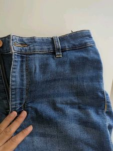 Blue Denim High-Waisted Shorts