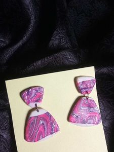 Funky Pink Marble Dangle Earrings