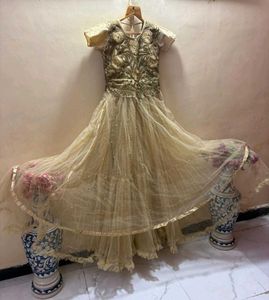 heavy Gold Partywear Ball Gown for tall divas