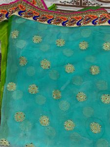 Ethnic Wear Saree Double Shade With Peacock Border