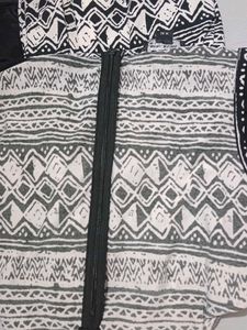Black &amp; White Patterned Jumpsuit Dress