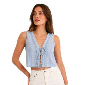 Boho Lace Trimmed V-Neck Sleeveless Top
