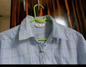 Blue Plaid Button-Up Shirt
