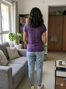 Casual V-Neck Purple Top