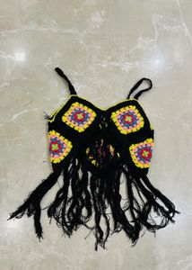 Boho Crochet Fringe Crop Top