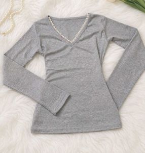 V-Neck Lace Trim Top