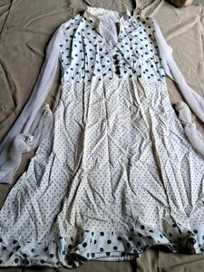 Polka Dot Kurta with Sheer Sleeves