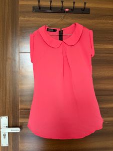 Chic pink Peter Pan Collar Top