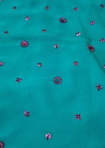 Turquoise Saree with Embellishments