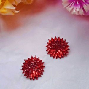 Red Crystal Stud Earrings