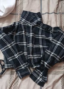 Plaid Cropped Button-Up Shirt