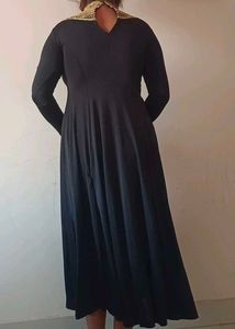 Elegant Black Embellished Neck Gown