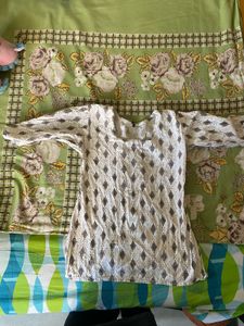 White Printed Cotton Kurta