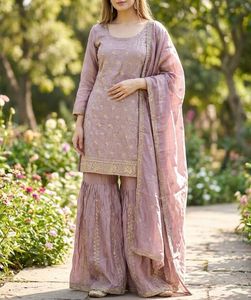 Golden Work Detailing Sharara Set
