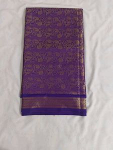 Elegant Purple Saree with Gold Weave