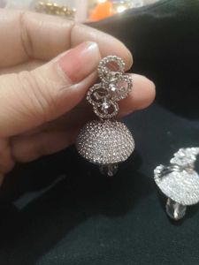 ✨💖Stunning AD Crystal Jhumka Earrings