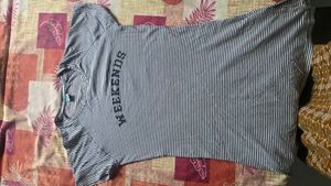 Striped T-Shirt with "Weekends" Print