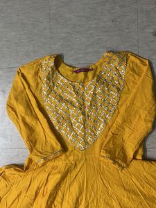 Festive Yellow Gota Work Anarkali Kurti