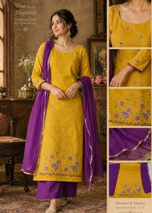 🇳🇿💫🎀Unstich Yellow Embroidered Kurta Set