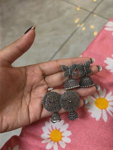 Antique Silver Jhumka Earrings