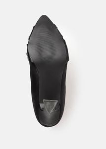 (New) Elegant Black Satin Heels with Embellishment