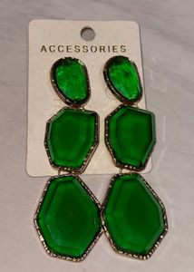 Emerald Green Gemstone Drop Earrings