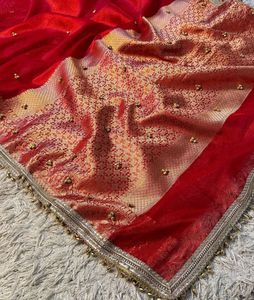 Most Viral ghungaroo Red Banarasi Silk Saree