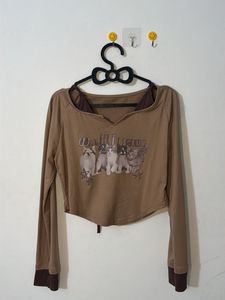 Cute Kitten Graphic Long Sleeve Top