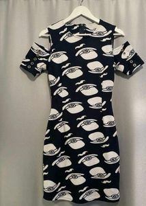 Navy Blue Abstract Print Cold Shoulder Bodycon Min