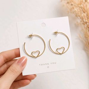 Chic Gold Hoop Earrings with Heart Charm