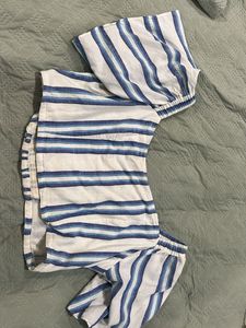 Blue Striped Crop Top