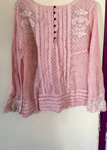 Bohemian Pink Lace Blouse