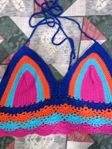 Boho Rainbow Crochet Crop Top