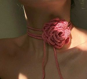 Handmade Crochet Rose Choker Necklace