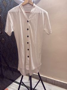 Chic White Button-Up Tunic Top