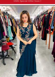 Elegant Embroidered Navy Blue Dress