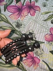 Boho Oxidized Silver Bangle Set