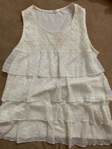 Chic Layered White Ruffle and PINK top  comb